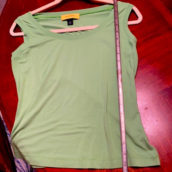 ST. JOHN Green w/White Stripes Sweater Set - Picture 8 of 14